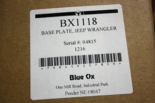 BLUE OX BX1118 BASE PLATE JEEP WRANGLER RV PARTS FOR SALE